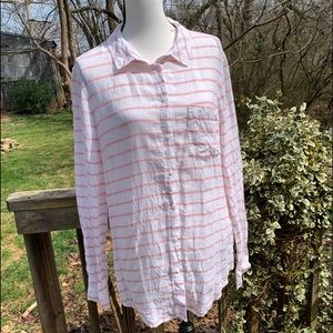 long tall sally Linen Button Down Boyfriend Shirt